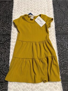Pinc Girls Mustard Ribbed Tiered Dress